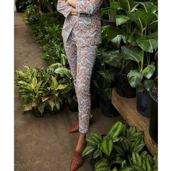 Veronica Beard Honolulu Skinny Cropped Linen Blend Pants - Picture 2 of 8